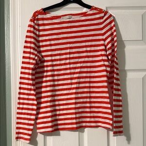 Hinge Red and White Striped Top